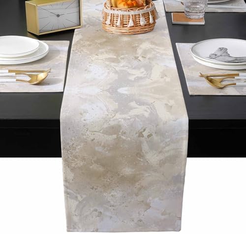Beige Table Runner and Placemats for Dining Table,Burlap Coffee Table