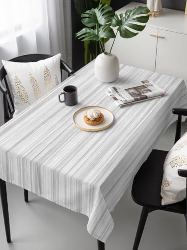 Modern Light Gray Lines Rectangle Tablecloth 60 x 120 Inches Vintage