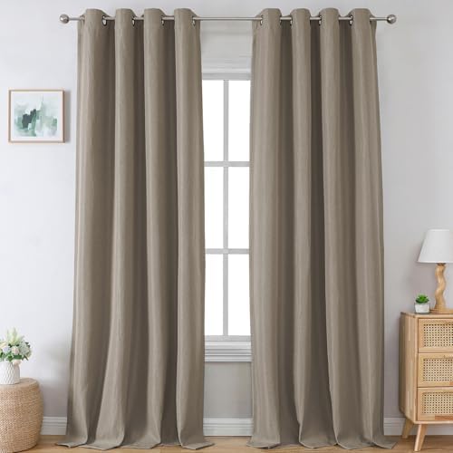 H.VERSAILTEX Linen Blackout Curtains 108 Inches Long for