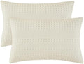 PHF Cotton Waffle Pillow Shams King Size 20" x 36", Ivory, No Insert