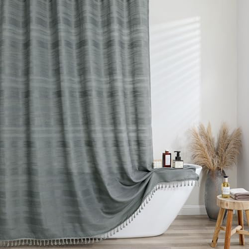 OVZME Extra Long Boho Shower Curtain 84 Inch Long, Modern Farmhouse