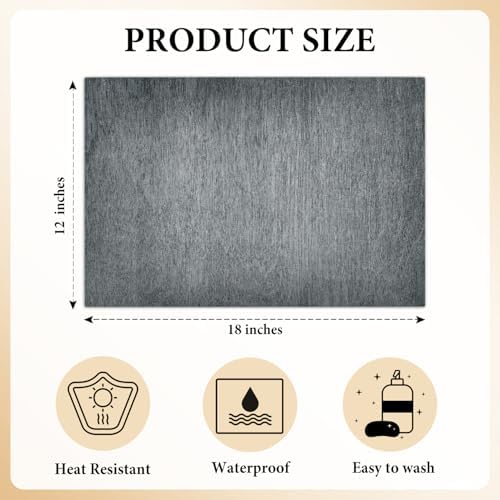 Dark Grey Placemats Set of 4, 12x18 Inch Waterproof Heat Resistant