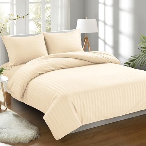 Elegant Comfort Softest, Coziest 3-Piece Damask Stripe Duvet Cover Set