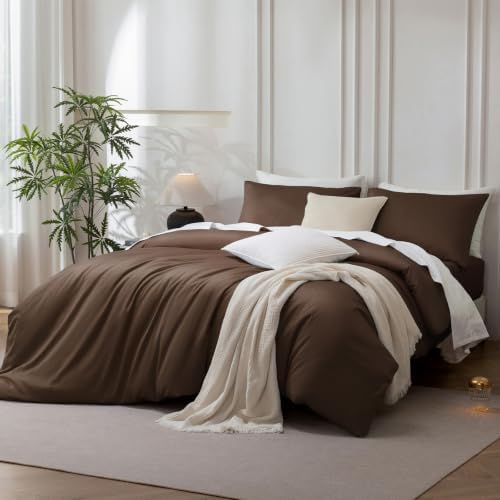 MooMee Queen Duvet Cover Set 100% Extra Long Staple Cotton Cooling