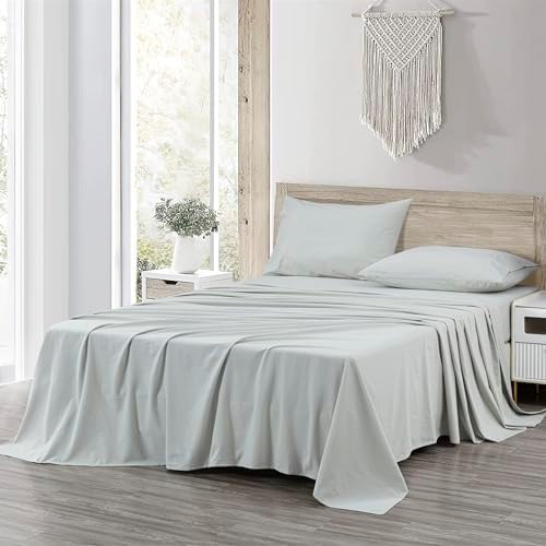 Chezmoi Collection Solid Light Gray 100% Washed Cotton Bed Sheet Set