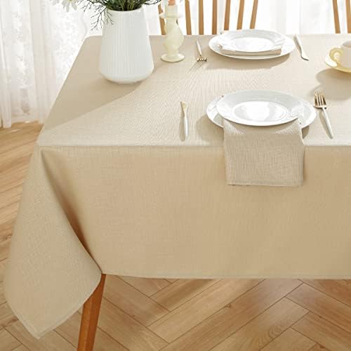 SASTYBALE Beige Textured Tablecloth Rectangular 52 x 70 Inch