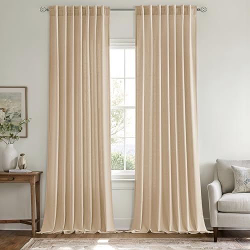 MIULEE Non-See-Through Privacy Linen Curtains 52W x 96L Inch Light