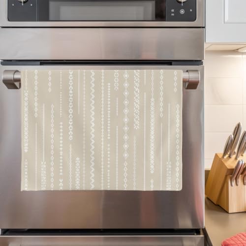 Modern Geometric Kitchen Towels Set of 3, Absorbent Dish Towels for