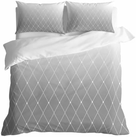 3 Pieces Duvet Cover Queen Bedding Sets Country Gray Gradient Lines