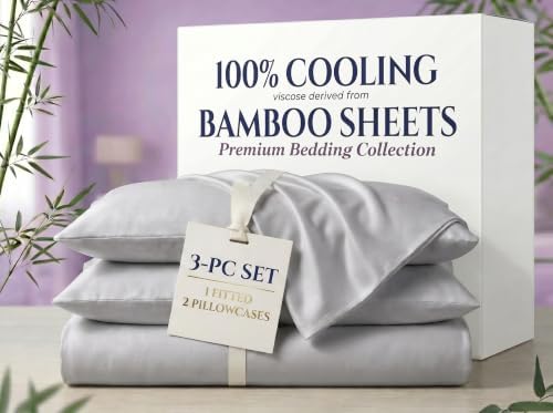 Bamboo Viscose 3-PC Sheet Set Short King 800-TC 18" Deep - Silver Gray
