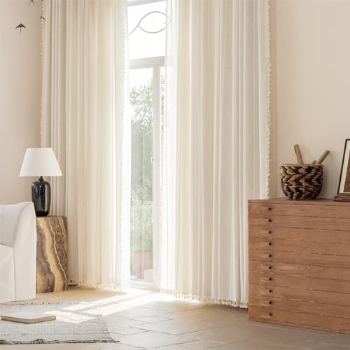 BTTN 52x72 Boho Striped Linen 2 Panel Window Curtain Drapes