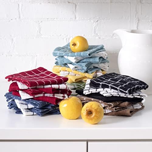 Ritz Terry Check Dish Cloth Set: Highly Absorbent & Super Soft - 100%