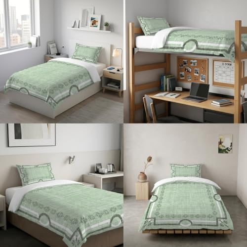Sage Green Botanical Duvet Cover Queen Size,Quilt Cover 90"x90" with