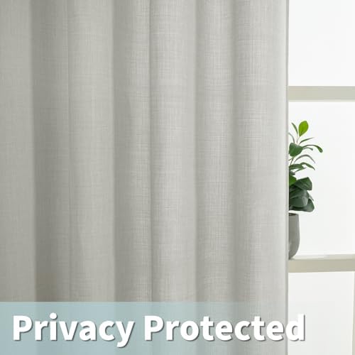 LAMIT 63 Inch Light Grey Semi Sheer Linen Curtains for Bedroom 2