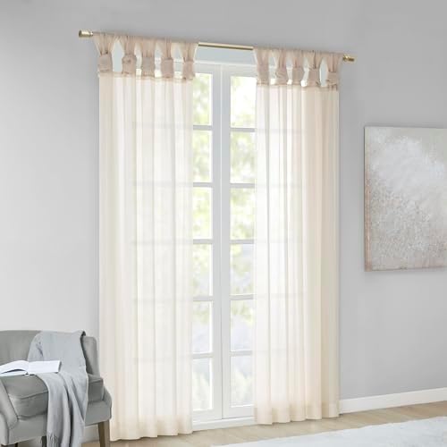 Madison Park DIY Twisted Tab Voile Sheer Curtain, 2-PK 50x84 Ivory