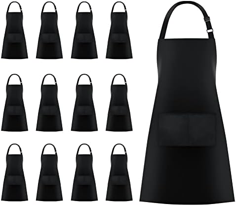 Jubatus 12 Pack Bib Aprons with 2 Pockets Cooking Chef Kitchen Apron