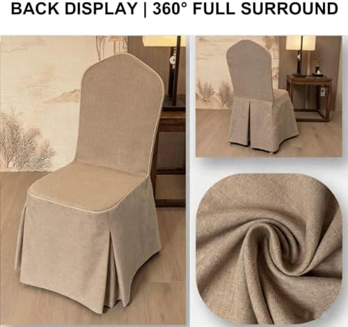 Linen Banquet Dining Chair Covers Full Wrap Slipcovers with Back