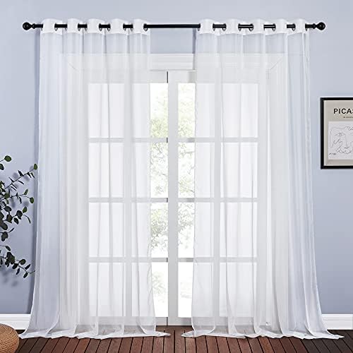 NICETOWN Living Room Sheer Curtains Extra Long 108" L, Eyelet Top