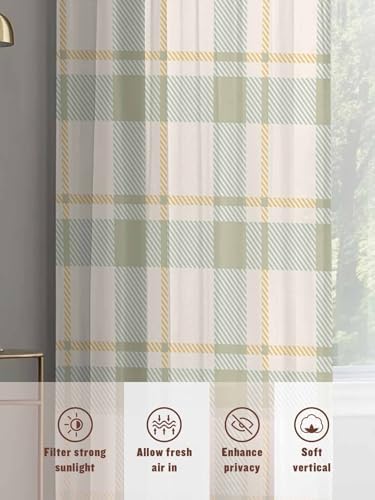 Sheer Curtains 108 Inches Long 2 Panels Set for Living Room, Farmhouse