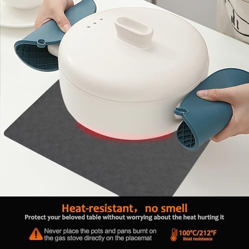 Gray Plastic Vinyl Placemats Set of 12, Waterproof Heat Resistant