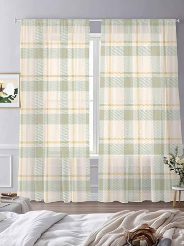 Sheer Curtains 108 Inches Long 2 Panels Set for Living Room, Farmhouse