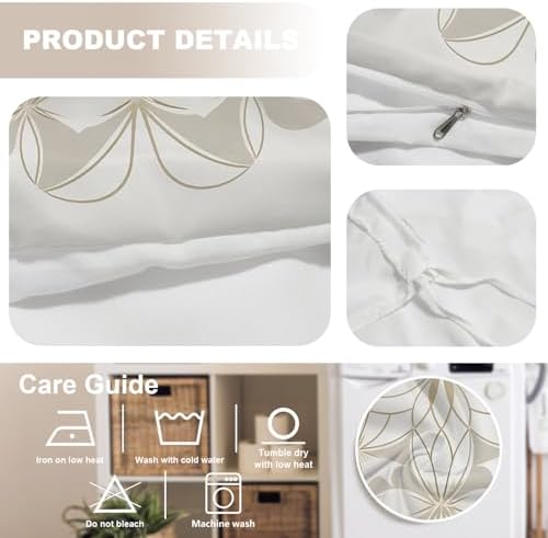 Floral Pattern 100% Cotton Duvet Cover Set Queen Size, Circular