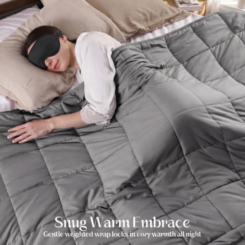 Weighted Blanket with Sleep Mask Twin Size 15lbs 48'' x 72'', Soft