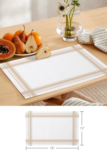 Minimalist Table Runner and Placemats Set of 4 Stripe Yellow White