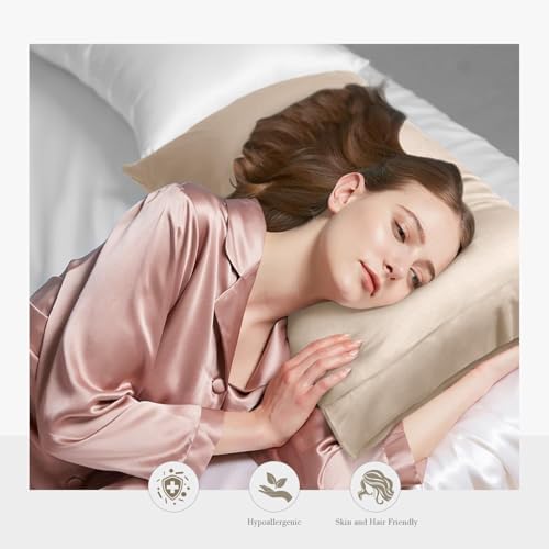 WishSmile Taupe Cooling Pillowcases King Pillow Cases Set of 2,Hair