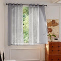 Foil Stripe Grey Sheer Curtains 63 inches Length 2 Panels with