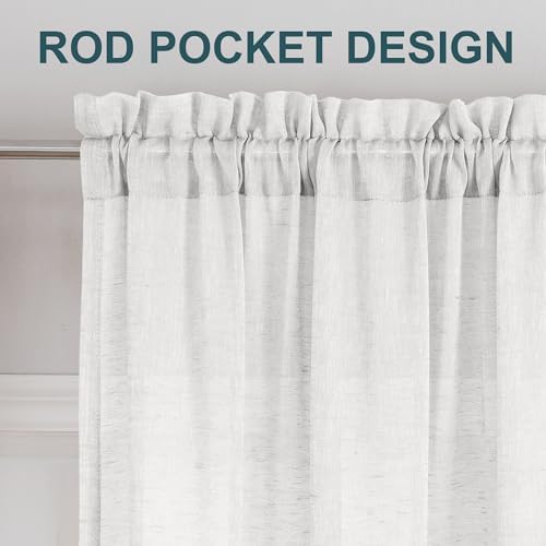 Turquoize Natural Linen Blended Curtain Panels Semi Sheer Curtains