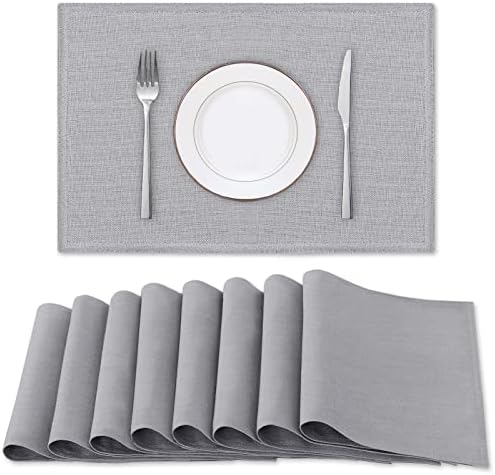 H.VERSAILTEX Linen Placemats Set of 8 Premium Solid Table Mats for