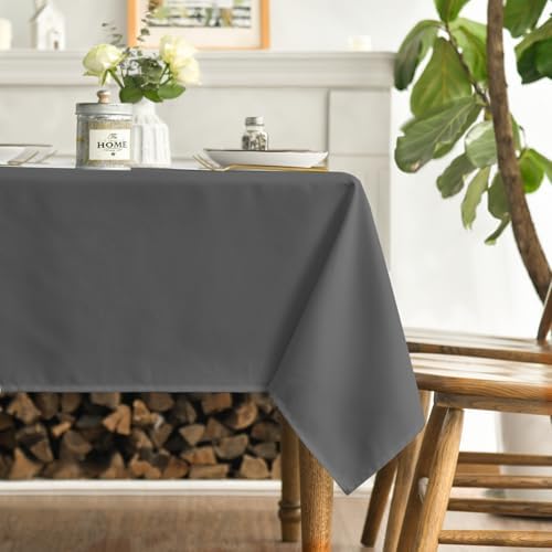 Horaldaily Grey Tablecloth 60×120 Inch Rectangular, Stain and Wrinkle