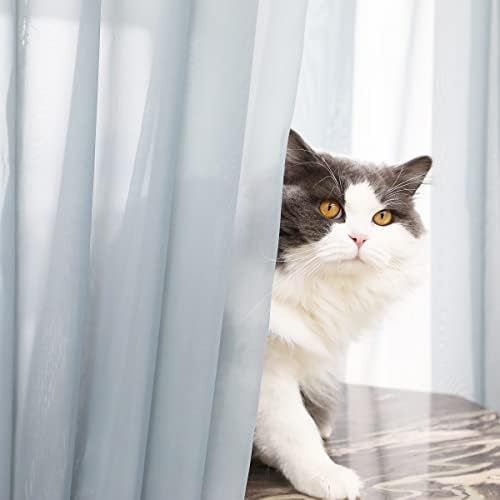 Light Gray Sheer Curtains 63 Inches Length 2 Panels Set Window Sheer