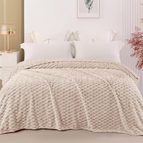 Exclusivo Mezcla 3D Fleece California King Blanket for Bed, Camel