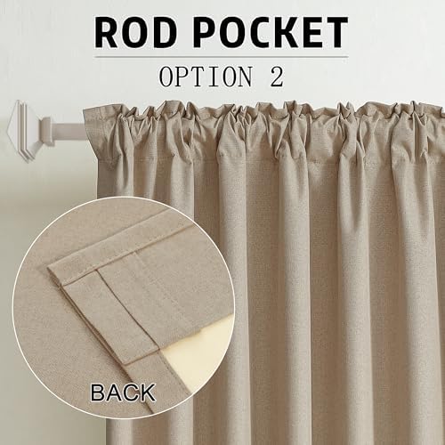 DUALIFE Taupe Blackout Curtains 102 Inch Length 2 Panels Set for
