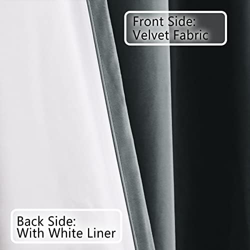 Macochico Pinch Pleated Blackout Curtain Drape with Liner Soft Velvet