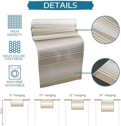 Beige Striped Table Runner and Placemats for Dining Table, Burlap