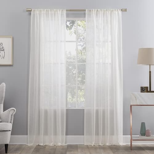 No. 918 Genevieve 2-Pack Linen Weave Sheer Semi-Sheer Rod Pocket