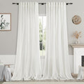Ivory Linen Curtains 108 Inches Long 2 Panels Back Tab Pocket Modern