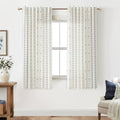Sheer Linen Boho Patterned Curtains 50x63 Inches Long for Living Room