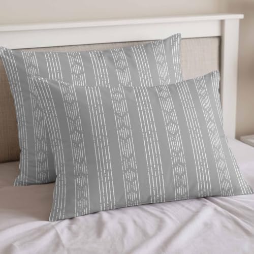 Bohemian Stripes Gray Texture Full Duvet Cover Set - 4 Pcs Comforter
