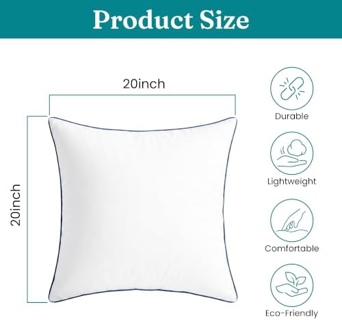 Oubonun 20 x 20 Throw Pillow Inserts Set of 2