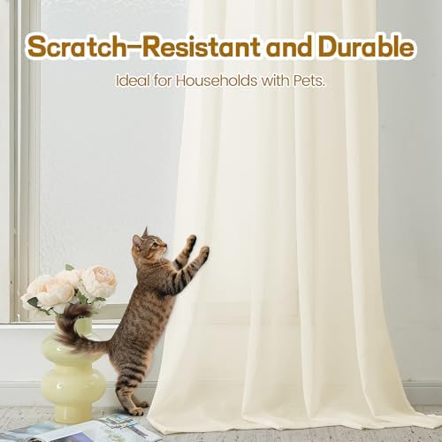Extra Long Semi Sheer Curtains 17Ft, Rod Pocket 2 Story Drapes Light