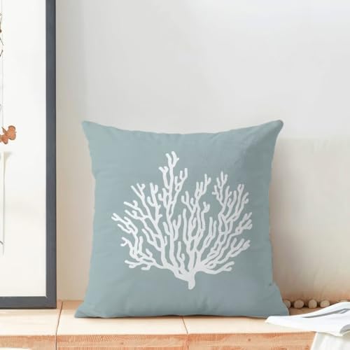AEIOAE Seafoam Blue Coral Pillow Covers 18 X 18 Inch Set of 2