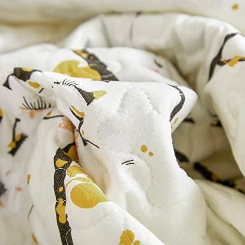 Quilt Set King Size Cream White with Black Branch Bedding Set 88x88