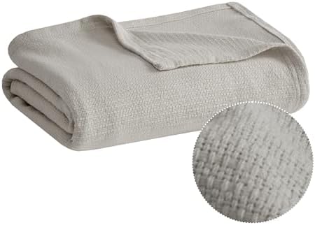 Madison Park 100% Cotton Breathable King Size Blanket for Bed, Grey