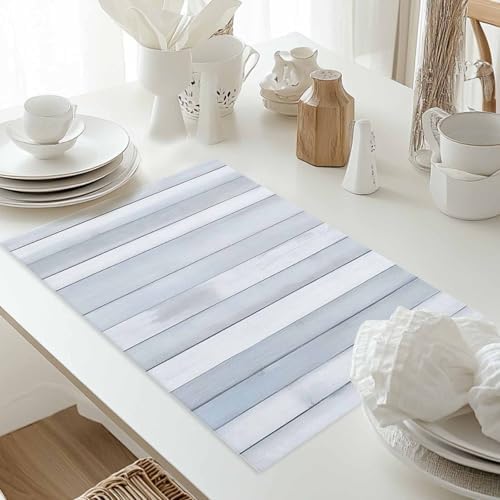 Grey White Wood Grain Placemats Set of 6 Washable Table Mats for