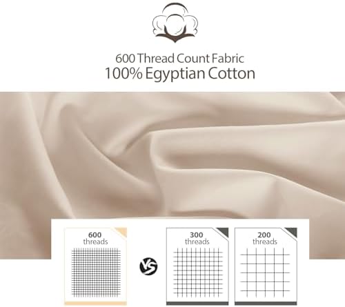 2 Pack 600 Thread Count 100% Egyptian Cotton Fitted Sheet Only, TwinXL
