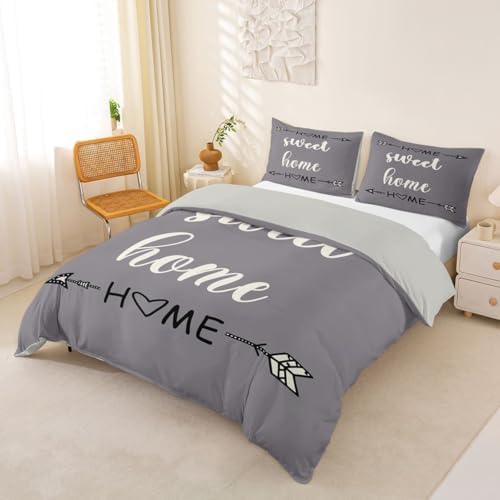 jejeloiu Gray Modern Home Duvet Cover Full Size Boys Girls Boho